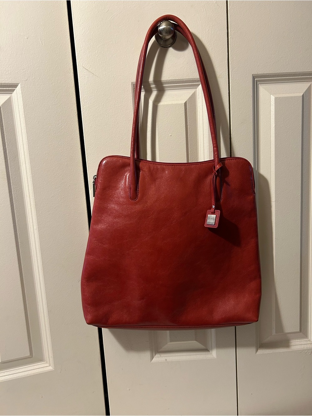 Rare vintage Y2K HOBO international minimalist red leather shoulder tote bag - Picture 2 of 13